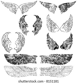 Eight Pairs of Grunge Angel Wings