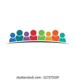 Eight People Friends. Group Of Persons. Vector Icon