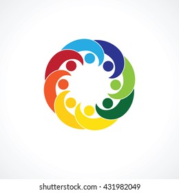 eight people icon. people friends logo concept vector icon. this icon also represents friendship, partnership cooperation unity,
