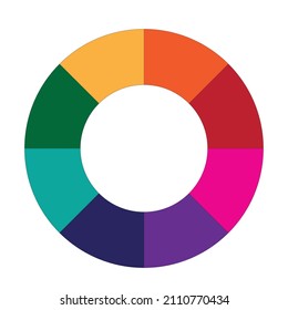 The eight piece donut (pie) chart with assorted colors 
