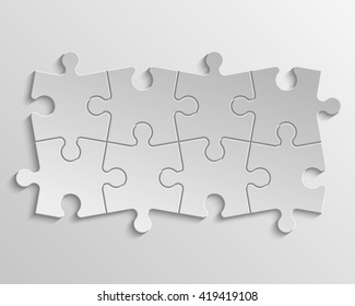 Eight piece flat puzzle round infographic presentation. 8 step circle business diagram. Eight section compare service banner. Vector illustration template shape . 3d Abstract Background