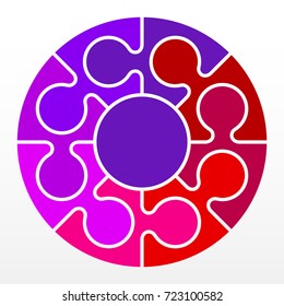 Eight piece flat puzzle round infographic presentation. 8 step circle business diagram. Eight section compare service banner. Vector illustration template shape . 3d Abstract Background