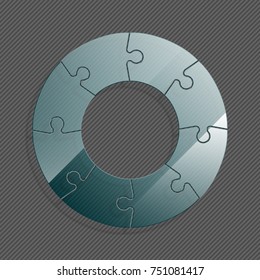Eight piece puzzle round business presentation. Circle infograph. Eight step puzzle process diagram. 8 section compare service banner. section shape, info graphic banner background