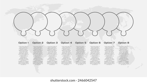 Eight pieces circle puzzle line infographic. Business, idea, flow concept. Template for 8 options, parts, processes. Jigsaw info graphic. Can be used for process, presentation, layout, banner, graph