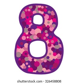 eight pink on white background