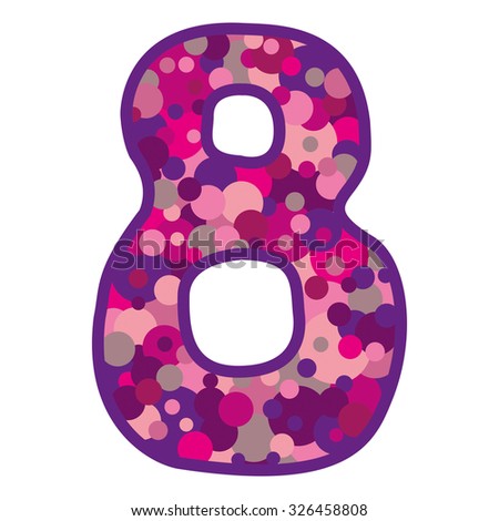 eight pink on white background
