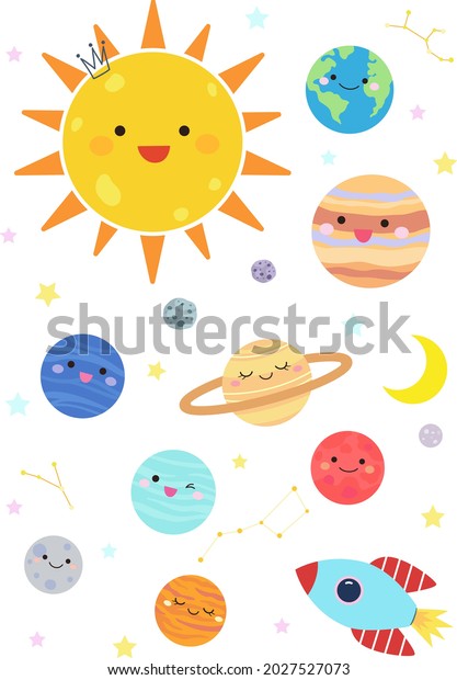 Eight Planets Solar System Cute Patterns Stock Vector (Royalty Free ...