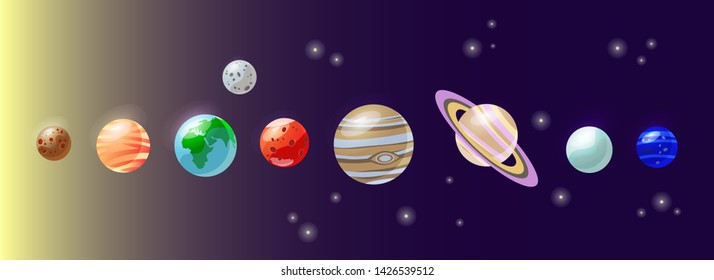 Eight Planets Solar System Moon Stock Vector (Royalty Free) 1426539512 ...