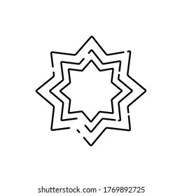 Icono de línea negra de estrella de ocho puntos. Ornamento árabe. Pictograma para página web, aplicación móvil, promoción. elemento de diseño de interfaz gráfica de usuario (GUI) de UI UX. Trazo editable