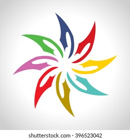 Eight point star, colorful star, vector