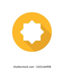 Eight point star flat icon with shadow