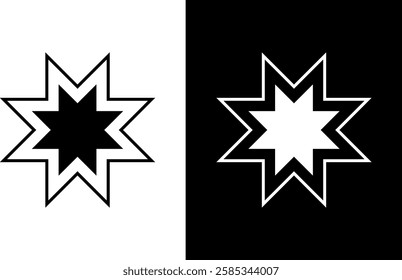 Eight point star icon set, Flat abstract silhouette, geometric shape vector illustration