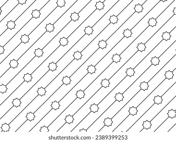Eight Point Star Shape and Lines Motifs Pattern. can use for Decoration, Ornate, Interior, Exterior, Carpet Pattern, Textile, Tile, Wallpaper, Mosque Decoration, Background, Ect