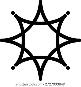 Estrella negra de ocho puntas con puntos