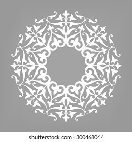 Eight pointed circular abstract floral pattern. Mandala. Round vector ornament in Arabic style. Arabesque.
