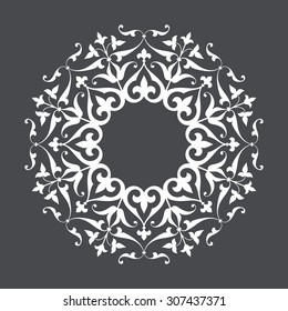 Eight pointed circular abstract floral pattern. Mandala. Round vector ornament in Arabic style. Arabesque.