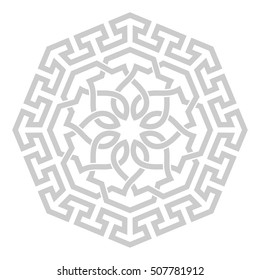 Eight pointed circular abstract floral pattern. Mandala. Round vector ornament in Arabic style. Arabesque.