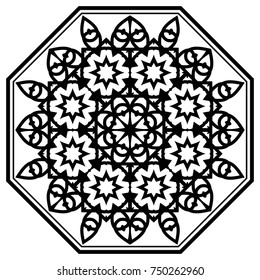 eight pointed circular abstract floral pattern,Mandala geometric round ornament