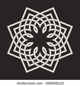 Eight pointed circular abstract pattern. Mandala. Round vector ornament in Arabesque style. 