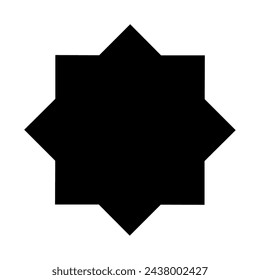 Eight pointed star icon vector black silhouette geometric design element shape isolated on white background.