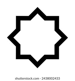 Eight pointed star icon vector black silhouette geometric design element shape isolated on white background.