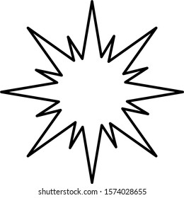 Eight pointed star line art icon 
