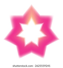 Estrela de oito pontas brilha com um gradiente rosa, evocando sentimentos de alegria e celebração