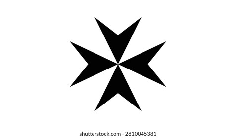 Eight pointed star silhouette against a white background a heraldic symbol silhouette