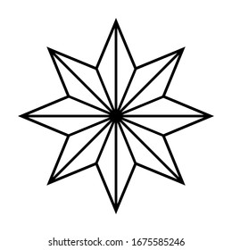 Eight pointed star simple thin line icon.