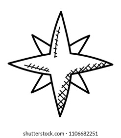 
An eight pointed star used in navigations, navigational star. 
