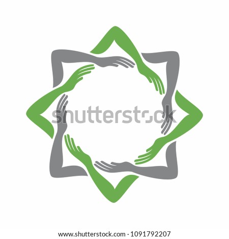 Eight points of Islamic stars with the help hand shape