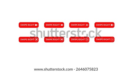 Eight red buttons with "Swipe Right" text and arrow icons, indicating a direction or action.
