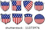 Eight Red White and Blue Shields