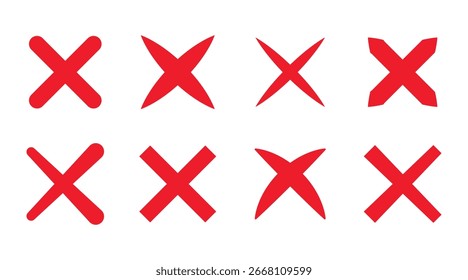 Ocho diseño de conjunto de signos de marca de rechazo