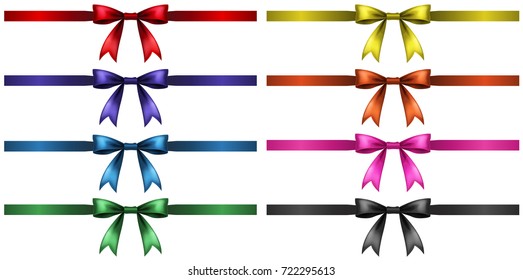Eight ribbons in different colors