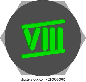 eight in roman numeral. and also the lucky number in green colour