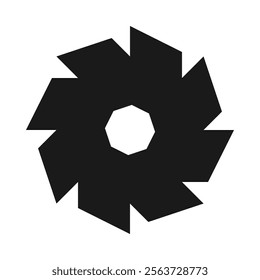 Eight rotating parallelogram shapes, silhouette icon. A circular arrangement of quadrilateral symbols. Isolated on a white background.