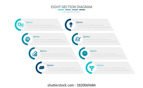 Diseño de plantillas de infografía de diagrama de secciones de ocho para empresas