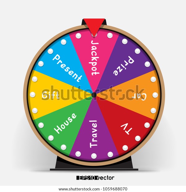 Eight\
segmentation fortune wheel lottery object. Gamble jackpot prize\
spin with shadow. Round drum casino money\
game