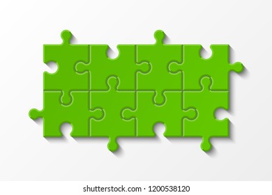 Eight sided 3d puzzle presentation. Abstract puzzle infographic template with explanatory text field for business statistics. Vector 8 pieces puzzles illustration. Section eight compare service banner