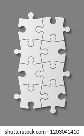 Eight sided square puzzle presentation. Abstract puzzle infographic template explanatory text field for business statistics. Vector 8 pieces puzzles illustration. Section Eight compare service banner