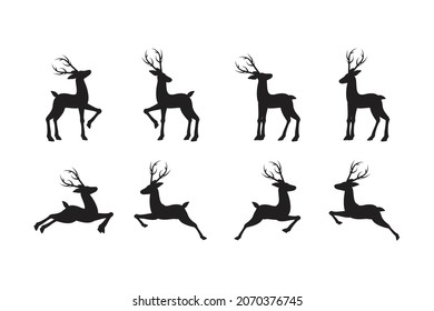 Eight silhouette of Reindeer collection set