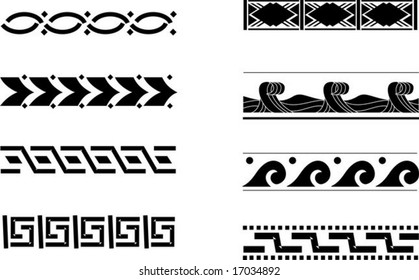 eight simple monochrome vector ornaments