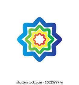 eight star form with different colors vector template