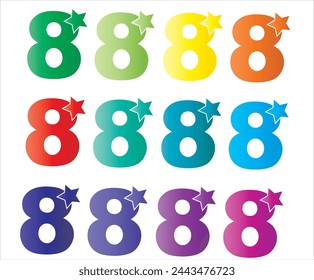 Eight stars logo in differernt colors