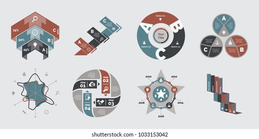 Eight Statistics Charts Templates Set