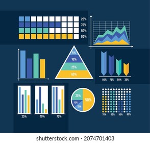 eight statistics infographics set icons