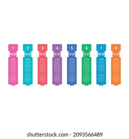 eight step bar informational template. annual report, internet, web infographic template. business information template