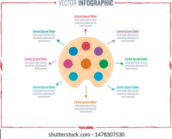 eight step color pallet infographic. infographic with palette symbol. paint infographic. hand drawing infographic template
