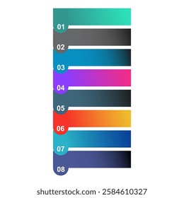 Eight step infographic vertical diagram, business information design, chart vector illustration .